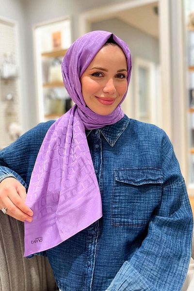 Armine Lilac Trend Diamond Shawl 6 - Jacquard de bumbac - 4822