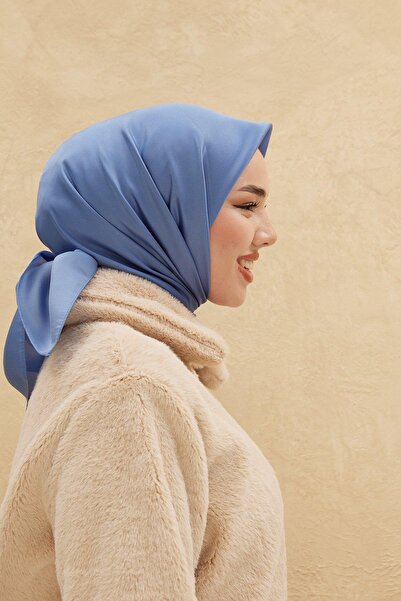 Silk Home Синя гладка лъскава шал