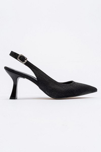 Ccway Pantofi cu toc de damă din satin cu dungi negre