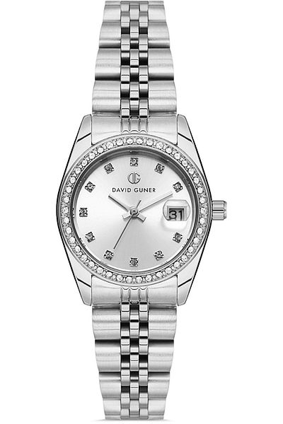 DAVID GUNER Silver Coated White Dial Women's Watch Dg-8474La-A1