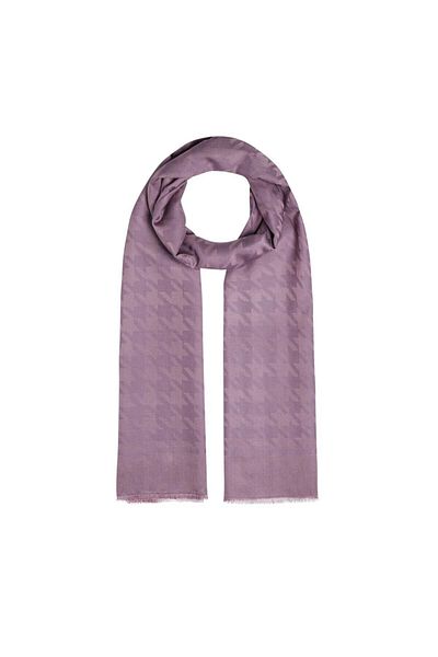 ipekevi Houndstooth Patterned Cotton Silk Shawl - Fig Purple