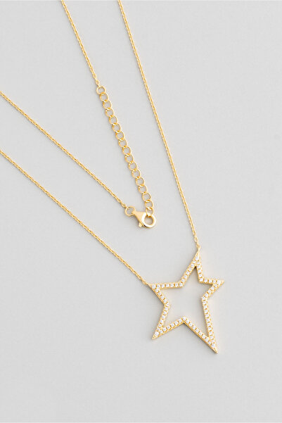 So CHIC... Star 18 Ayar Sarı Altın Kaplama 44 Cm Gümüş Kolye