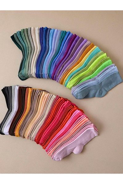 myDea 6 Pack Colored College Socks Multicolor Sports Socks Leggings Socks