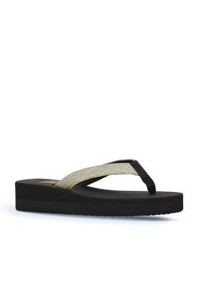 Bueno Shoes Altın Kum Simli Kadın Parmak Arası Terlik 26wt202244