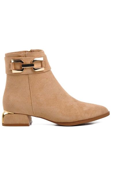 Kids Club Shoes Feles Πόρπη στον αστράγαλο Λεπτομερείς κλασικές γυναικείες μπότες με επίπεδη σόλα TEN-SUEDE