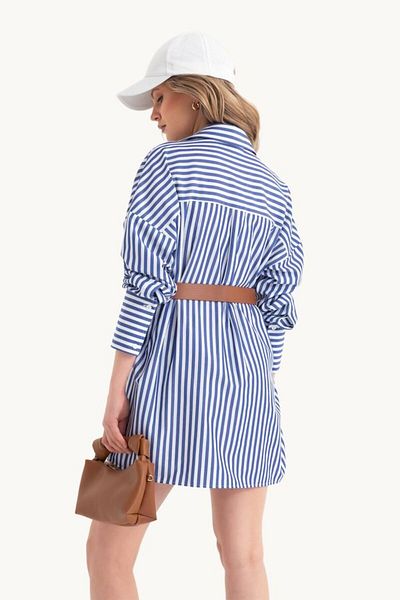 Hiccup Ριγέ μακρυμάνικο μίνι φόρεμα πουκάμισο oversize