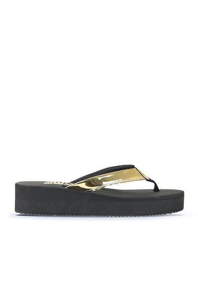 Bueno Shoes Altın Parlak Ayna Kadın Parmak Arası Terlik 26wt202644