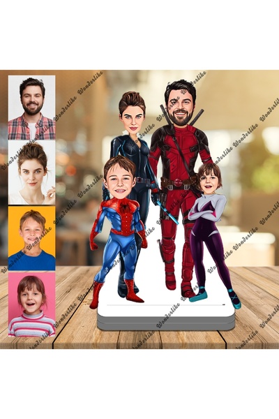 wonderlike Örümcek Adam Ve Ailesi 3D Ahşap Biblo,Sevgiliye Hediye,Doğum Gü