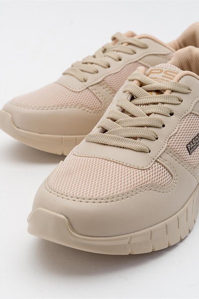 CCWAY AYAKKABI Anorak Bağcıklı Kadın Spor Ayakkabı BEJ