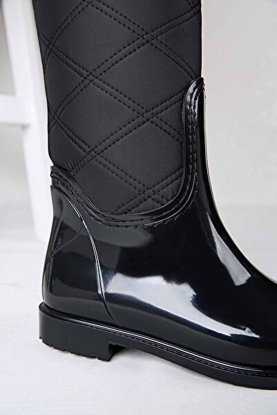 Ccway Жіночі капюшонні дощові чоботи ЧОРНІ