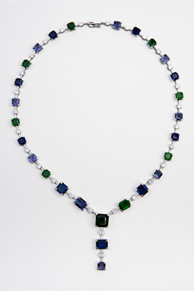 So CHIC... So CHIC... Zirkon Taşlı 18 Ayar Beyaz Altın Kaplama 43 Cm Gümüş Ge...