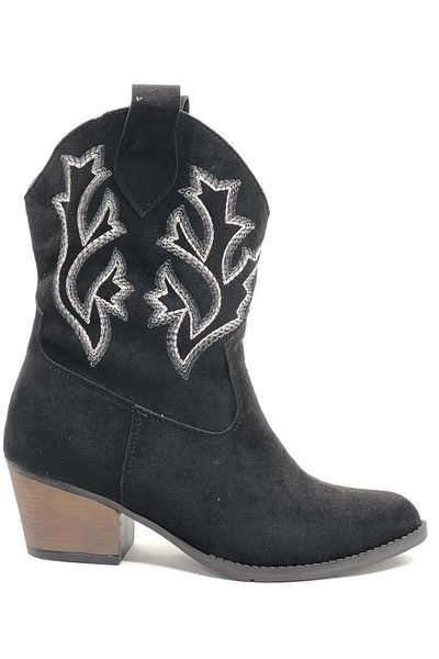 KOCAMANLAR Cizme scurte Asian Western Cizme scurte dama Cowboy BLACK-SUEDE