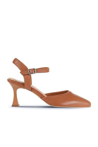 Bueno Shoes Дамски тъмнокафяви кожени обувки на висок ток - 01wa1403