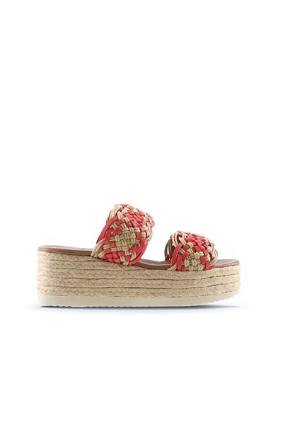 Bueno Shoes Espadrile de damă din piele roșie - papuci 01wu6110