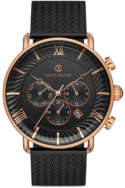 DAVID GUNER Rose Black Coated Black Dial Men's Watch Dg-8297Gc-R2