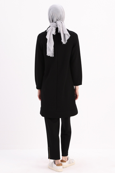 ALLDAY Black Collar Chain Embroidered Tunic