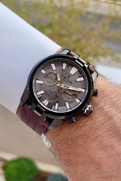 Daniel Klein Black Case - Brown Cord, Function Men's Wristwatch Dkgnct1384