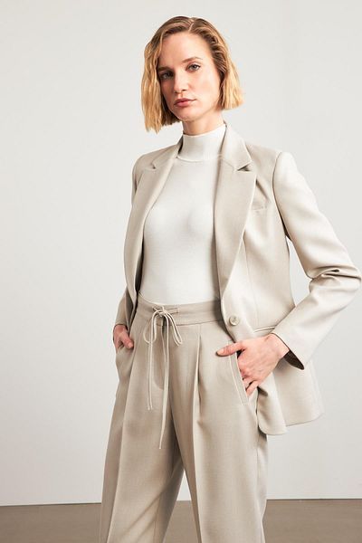 Setre Beige Single Button and Pocket Detailed Jacket