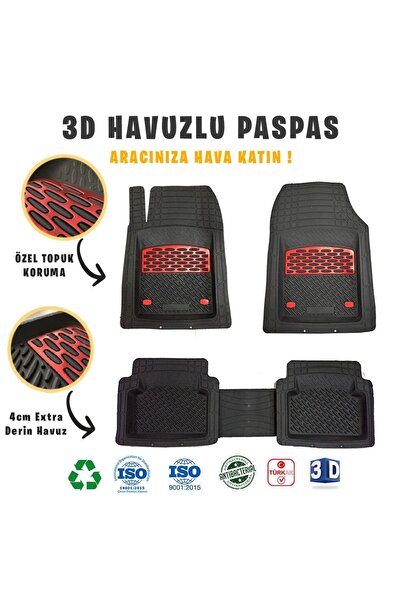 SAFİR Renault Clio 5 2021 Uyumlu Kırmızı 3d Ekstra Derin Havuzlu Paspas Seti