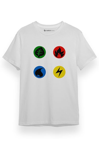 Tshirthane Pokemon Energy İcons Λευκό κοντομάνικο ανδρικό μπλουζάκι
