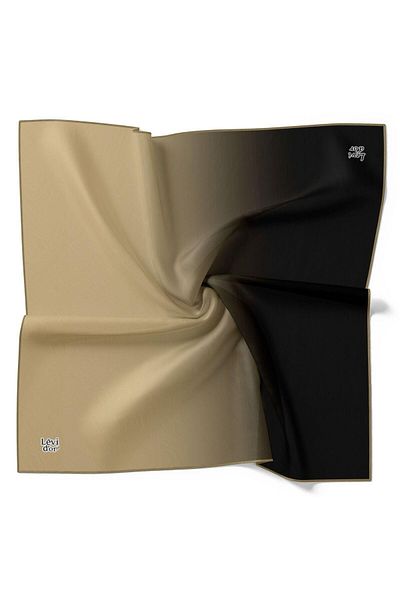Levidor Twill Silk Scarf - Gradient - Μπεζ Μαύρο