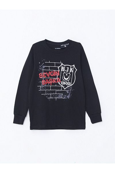 LC Waikiki Set pijamale pentru băiat cu mânecă lungă cu imprimeu Crew Neck b