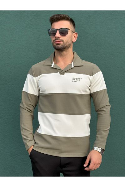 Jacob Jack Polo Collar Pieced Men's Sweatshirt