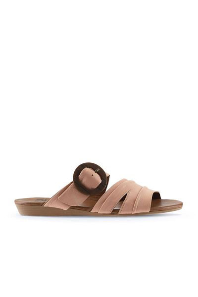 Bueno Shoes Papuci plati din piele pudra pentru femei - 01wu7438