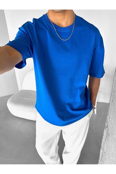 ablukaonline Ανδρικό μπλουζάκι Blue Oversize Basic