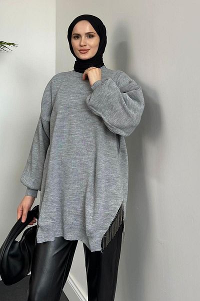MERVEN AKYÜZ Gray Knitwear Tunic - Semi Chained