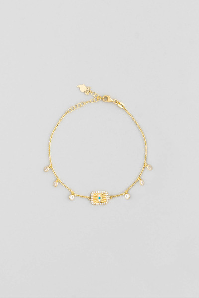 So CHIC... Ra'nın Gözü 18 Ayar Sarı Altın Kaplama 19 Cm Gümüş Bileklik