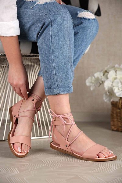 Ccway Women's Laced Sandals Powder