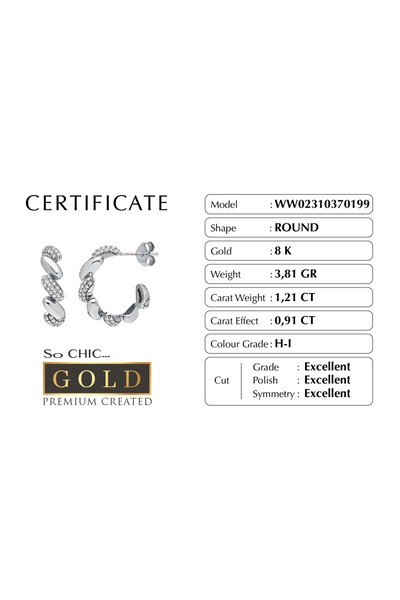 So CHIC... Beyaz Altın Sertifikalı Premium Created Taşlı Burgulu Halka Küpe