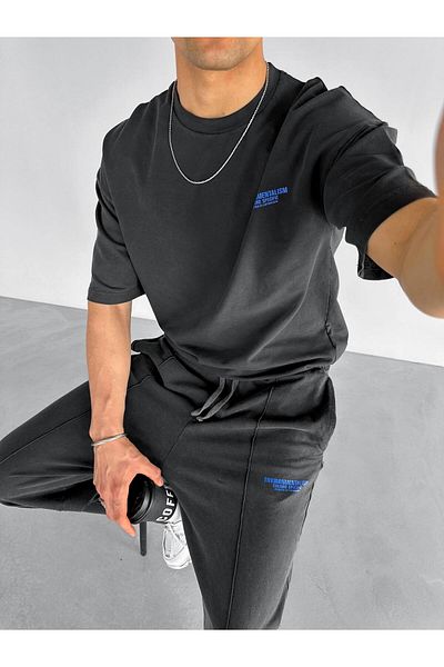 ablukaonline Tricou oversize pentru bărbați negru - aspect vintage