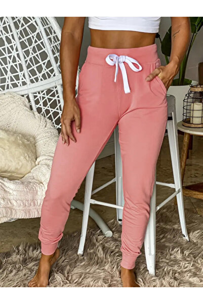 JANES Women's Short Sleeve Madonna Collar Viscose Crop Blouse Two Thread Tracksuit Set with Pockets