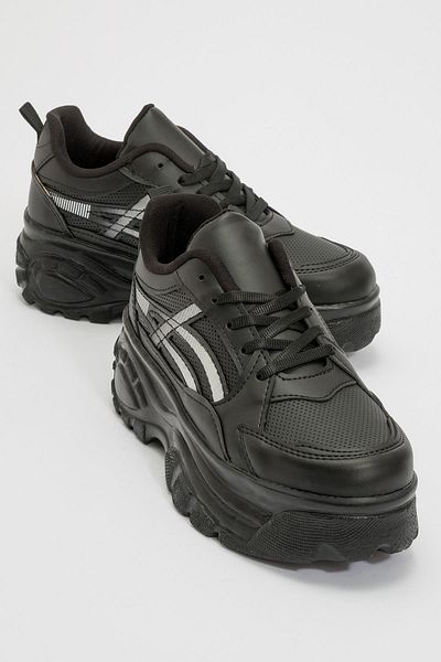 Ccway Black Silver Women's Sneakers - Lace-up