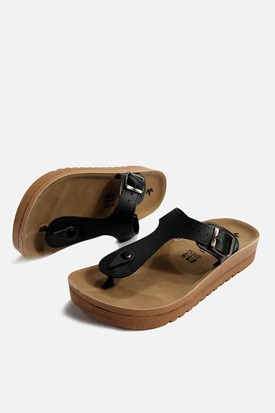 Ccway Papuci negri pentru femei - Flip Flops Skin