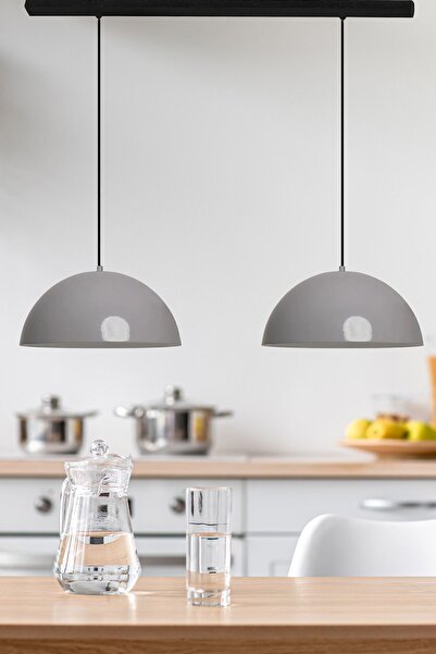 Bamyum İkili Gri Lipeo Avize Sarkıt Salon Mutfak Kuaför Lamba Dekoratif Aydın...