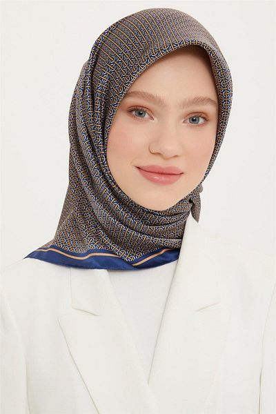 Armine Silk Scarf Nostalgia - 8733-34 Navy Blue Twill