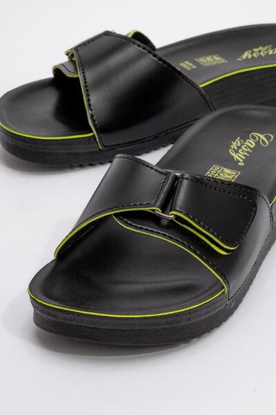 Ccway Black Green Single Velcro Women's Slippers
