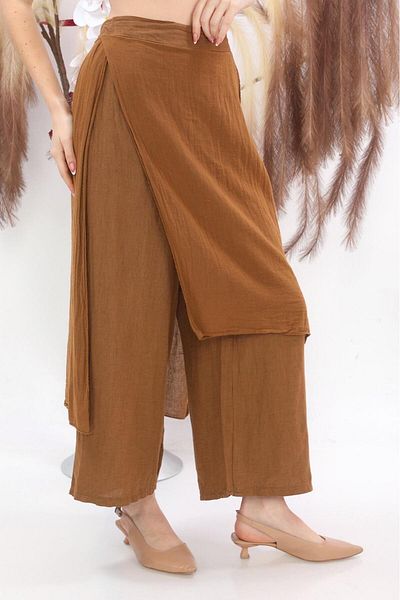 Bohem Stil Italian Raw Linen Trouser Skirt