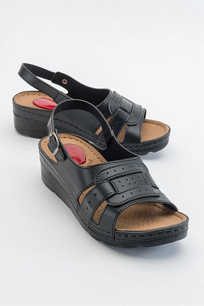 Ccway Interlocking Women's Flat Sandals Black