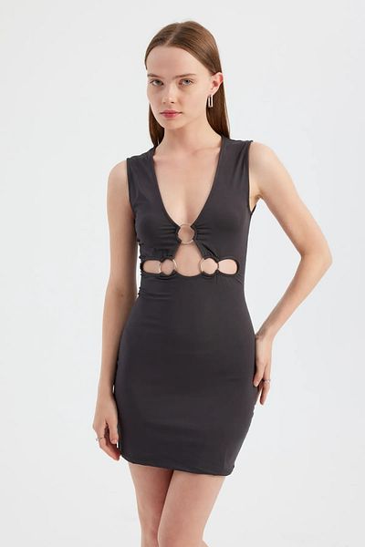 Hiccup Mini Dress with V-Neck Cutout Detail