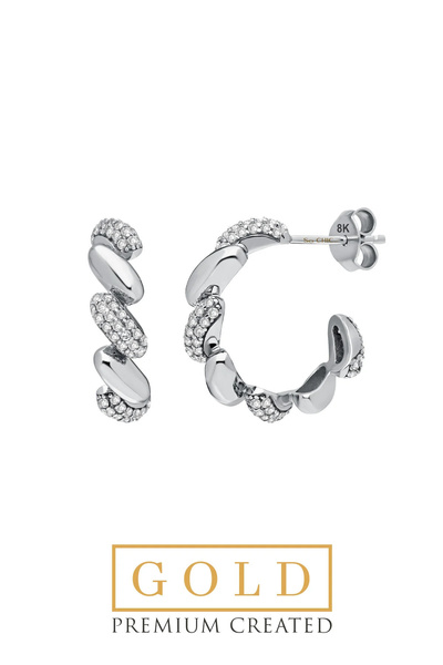 So CHIC... Beyaz Altın Sertifikalı Premium Created Taşlı Burgulu Halka Küpe