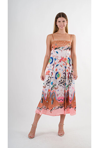 hazelin Women's Multicolored Rope Strap Unlined Long Dress Hzl24S-Yy276