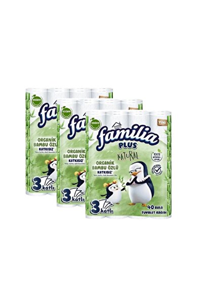 Familia Plus Natural Organik Bambu Özlü 40'lı Tuvalet Kağıdı 1 Koli 120 Rulo