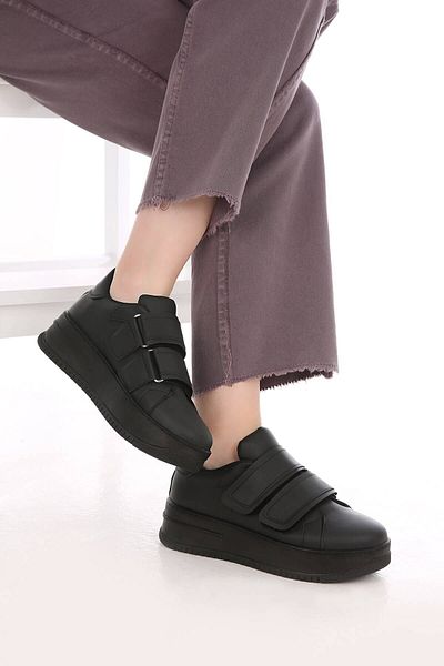 Ccway Pantofi sport cu velcro dublu pentru femei Negru Negru