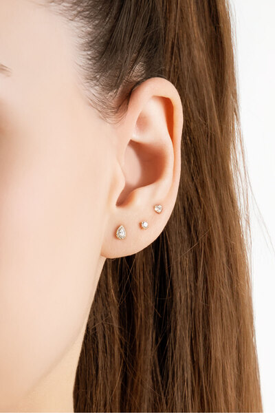 So CHIC... Minimal Tasarım 18 Ayar Sarı Altın Kaplama Gümüş Çoklu Küpe