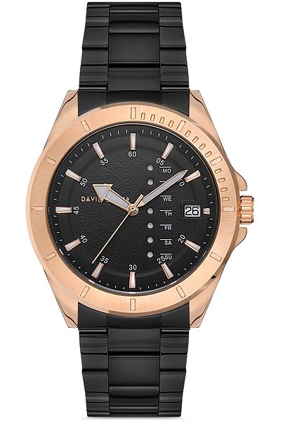 DAVID GUNER Rose Black Coated Black Dial Men's Watch Dg-8225Ga-R2