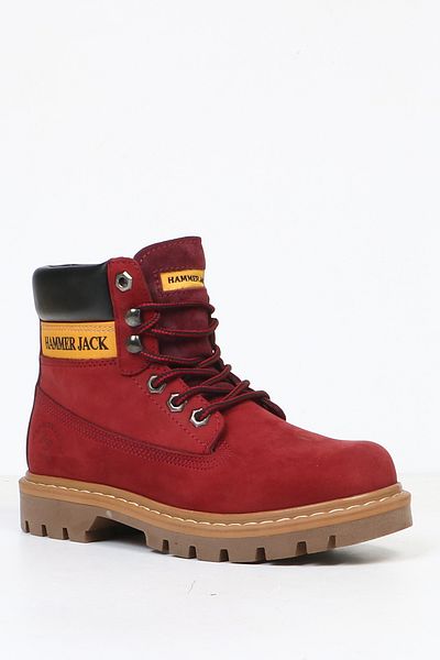 Hammer Jack Genuine Leather Claret Red Nubuck Women's Boots